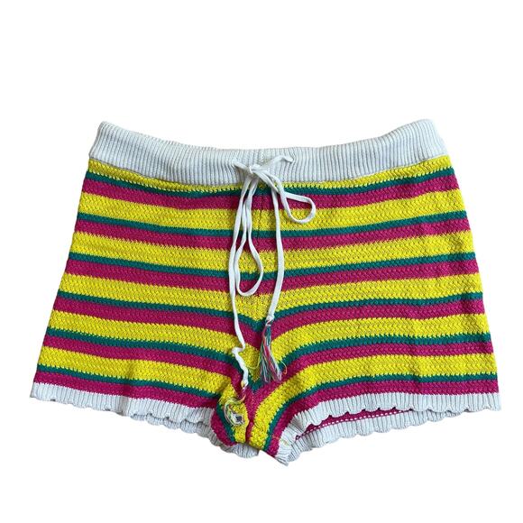 Almost Famous Striped Multicolor Crochet Shorts Women’s Size XL - Picture 1 of 4